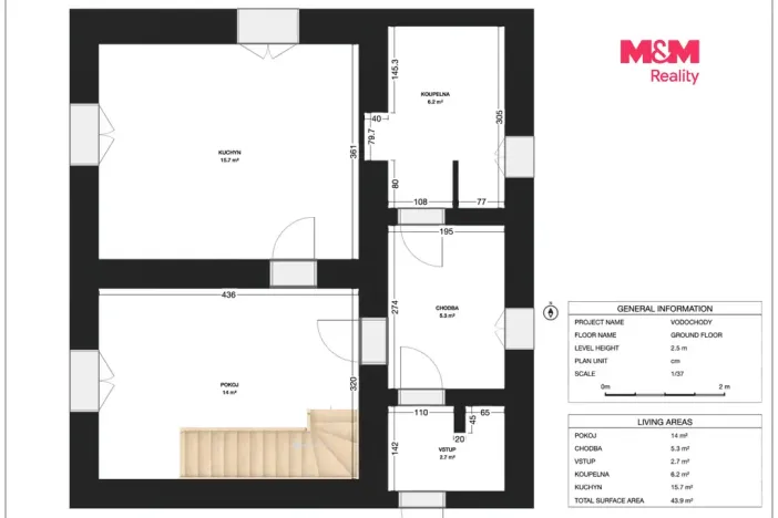 Prodej rodinného domu, Vodochody - Hoštice, U Potoka, 72 m2