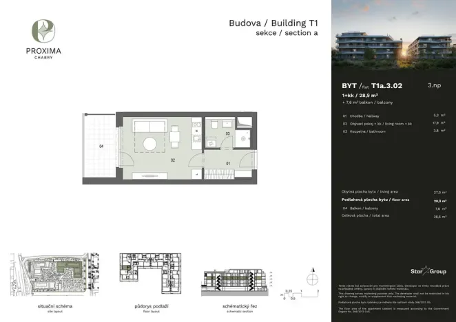 Prodej bytu 1+kk, Praha - Dolní Chabry, Velemínská, 28 m2
