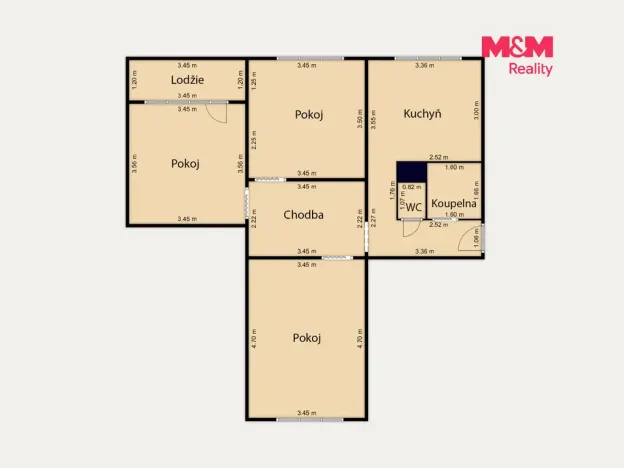 Prodej bytu 3+1, Chodov, Husova, 68 m2