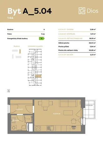 Prodej bytu 1+kk, Modřice, Husova, 27 m2