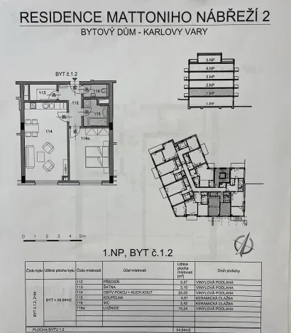Pronájem bytu 2+kk, Karlovy Vary - Drahovice, Mattoniho nábřeží, 54 m2