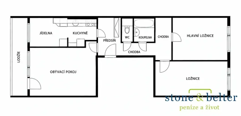 Prodej bytu 3+1, Praha - Smíchov, Plzeňská, 72 m2