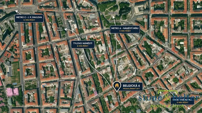 Pronájem bytu 2+1, Praha - Vinohrady, Belgická, 74 m2