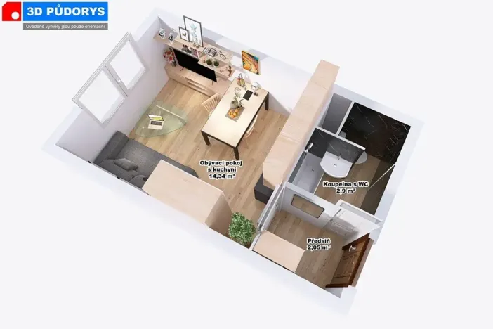 Pronájem bytu 1+kk, Velké Hamry, 24 m2