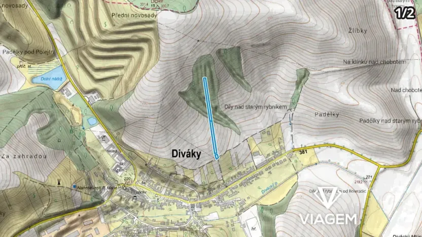 Prodej podílu pole, Diváky, 969 m2