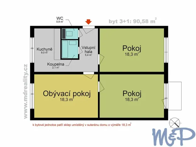 Pronájem bytu 3+1, Jihlava, Sokolovská, 91 m2