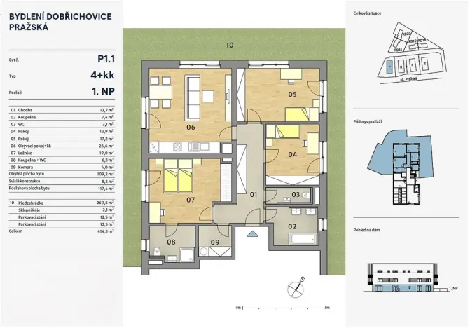 Prodej bytu 4+kk, Dobřichovice, Souběžná, 117 m2