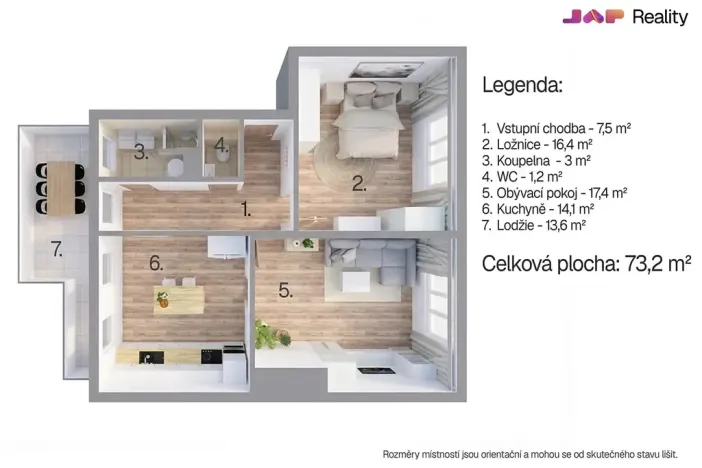 Pronájem bytu 2+1, Brno, Minská, 73 m2