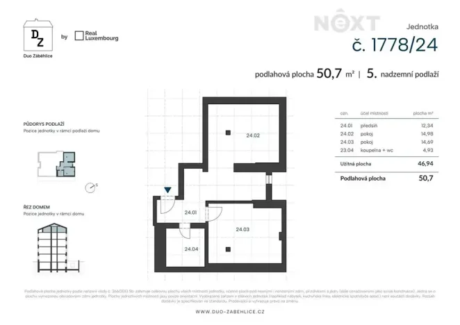 Prodej bytu 2+kk, Praha - Záběhlice, U zákrutu, 47 m2