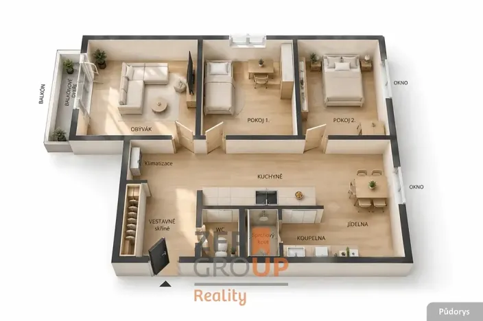 Pronájem bytu 3+1, Hodonín, Národní třída, 65 m2