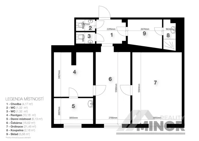 Pronájem ordinace, Slaný, Masarykovo náměstí, 69 m2