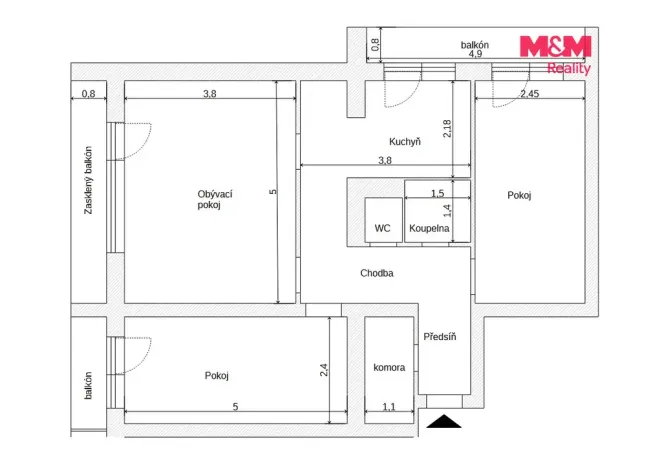 Prodej bytu 3+1, Třinec - Lyžbice, Slezská, 67 m2