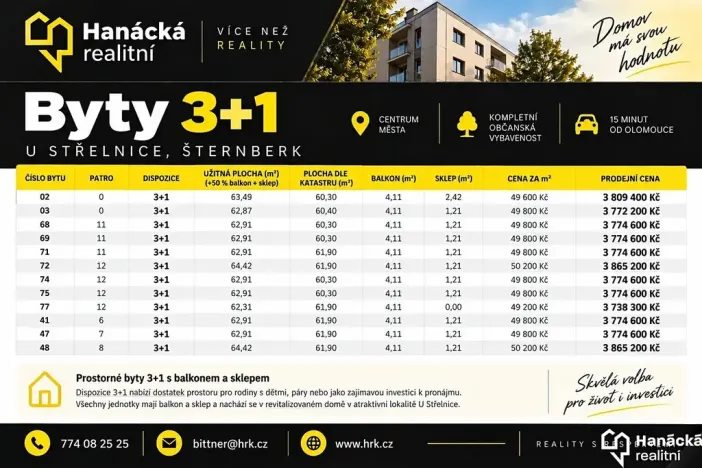 Prodej bytu 3+1, Šternberk, U Střelnice, 61 m2