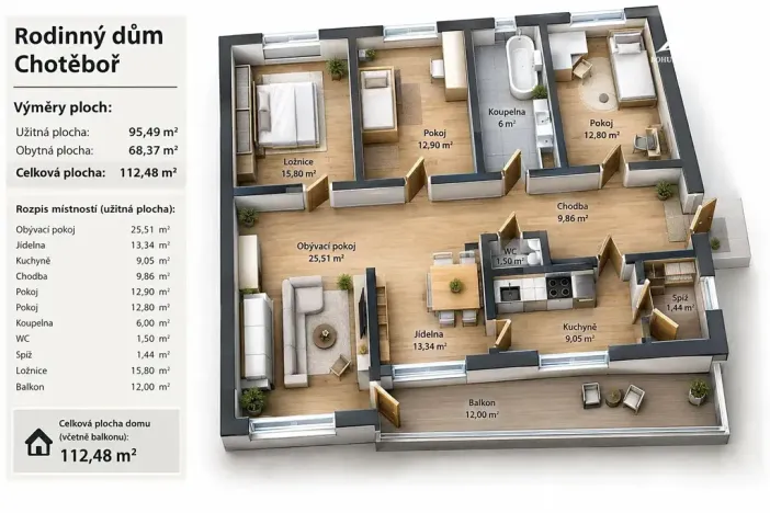 Prodej rodinného domu, Chotěboř, Na Výsluní, 95 m2