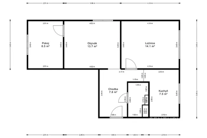 Pronájem bytu 3+1, Most, Jaroslava Vrchlického, 56 m2