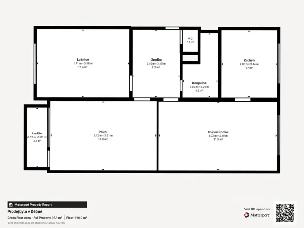 Prodej podílu bytu 3+1, Děčín, Kosmonautů, 79 m2
