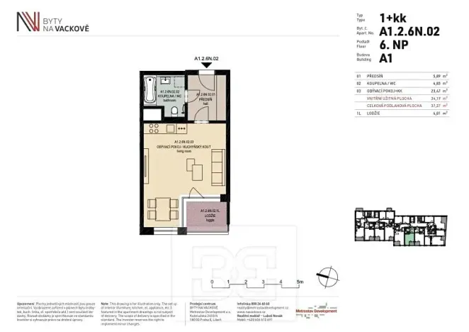 Pronájem bytu 1+kk, Praha - Žižkov, Olgy Havlové, 37 m2