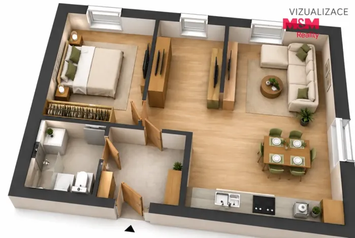 Prodej bytu 2+kk, Hostomice - Bezdědice, 52 m2