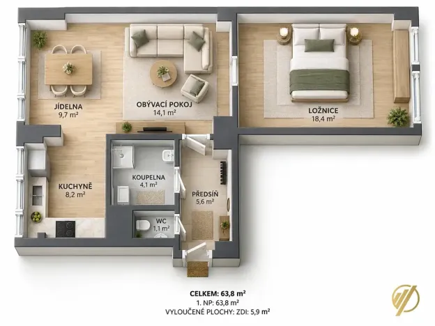 Prodej bytu 2+1, Mladá Boleslav, Purkyňova, 60 m2