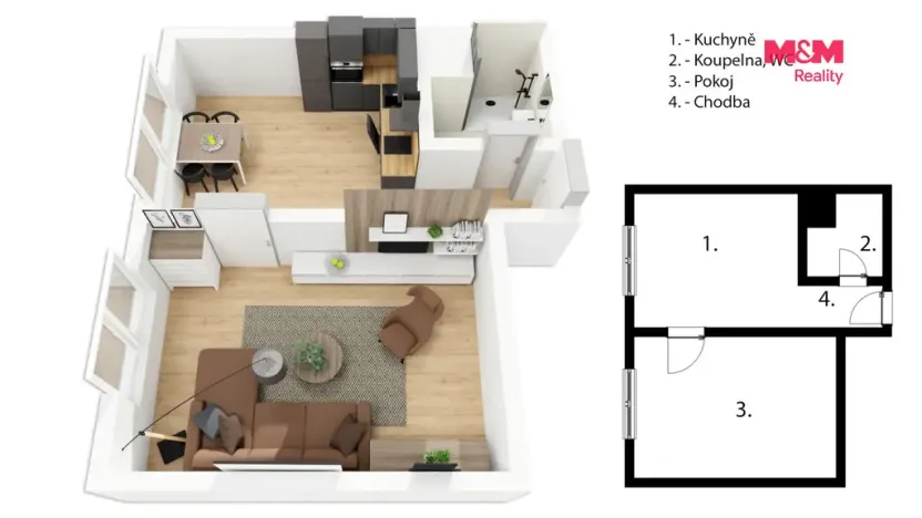 Pronájem bytu 1+1, Děčín - Děčín VI-Letná, U Tvrze, 36 m2