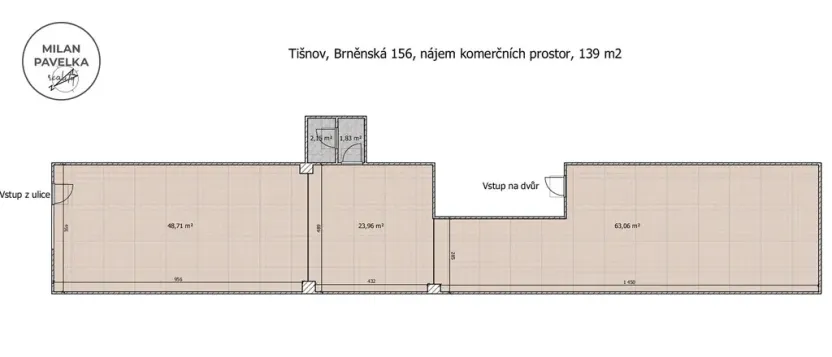 Pronájem obchodního prostoru, Tišnov, Brněnská, 139 m2