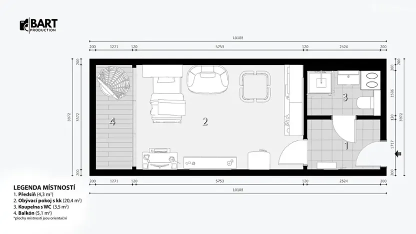 Pronájem bytu 1+kk, Znojmo, Jarošova, 35 m2