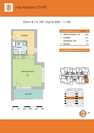 Pronájem bytu 1+kk, Olomouc, Edvarda Beneše, 38 m2