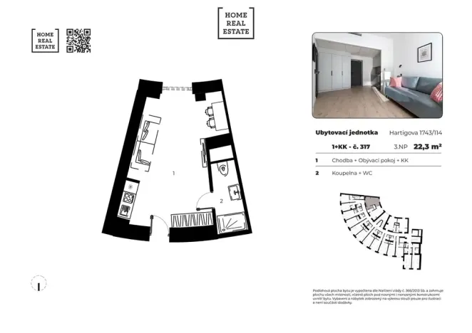 Prodej bytu 1+kk, Praha - Žižkov, Hartigova, 22 m2