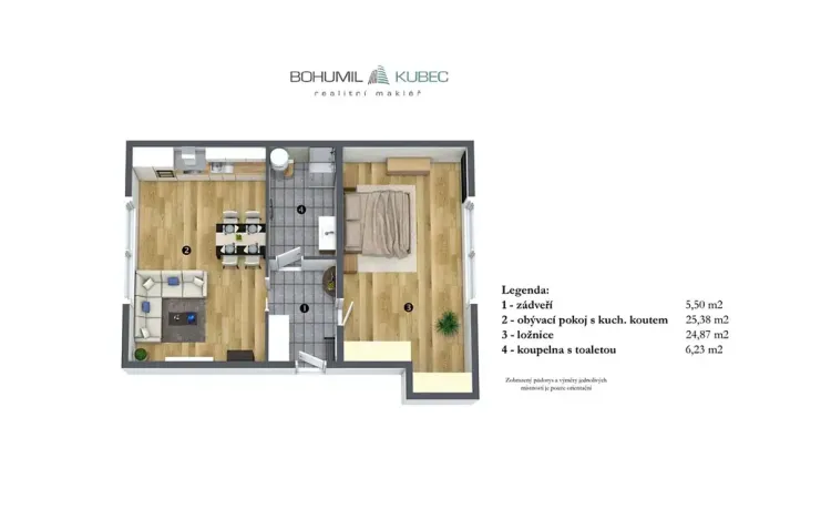 Prodej bytu 2+kk, Veselí nad Lužnicí, Budějovická, 62 m2