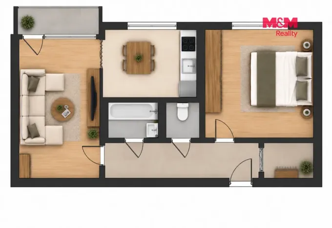 Pronájem bytu 2+1, Kutná Hora - Hlouška, Puškinská, 47 m2