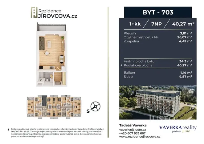 Prodej bytu 1+kk, České Budějovice, Jírovcova, 40 m2