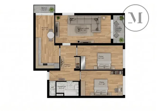 Prodej bytu 3+1, České Budějovice, Klaricova, 81 m2