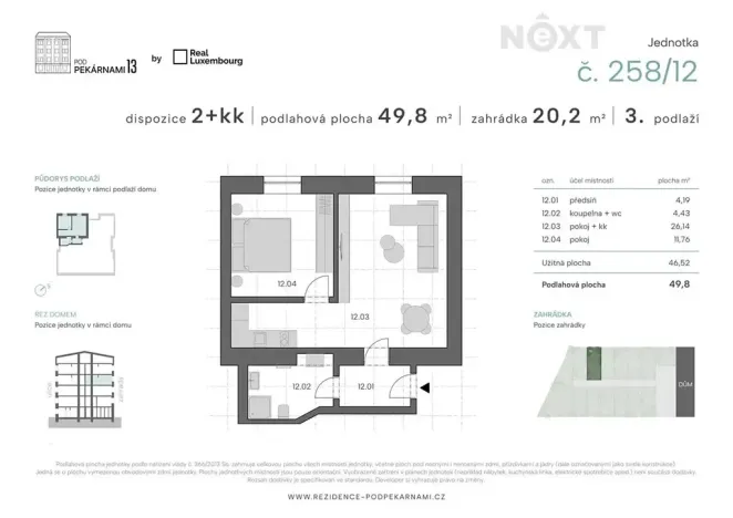 Prodej bytu 2+kk, Praha - Vysočany, Pod pekárnami, 50 m2