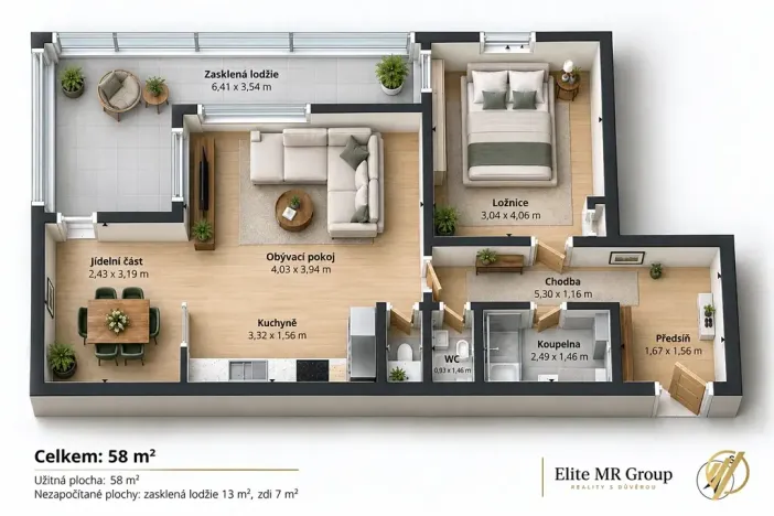 Pronájem bytu 3+kk, Mladá Boleslav, 17. listopadu, 58 m2