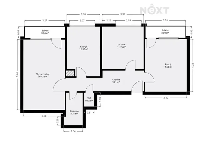 Prodej bytu 3+1, Nové Město, 70 m2