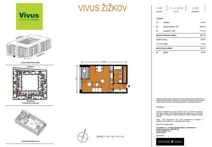 Prodej bytu 1+kk, Praha - Žižkov, Kaplířova, 43 m2