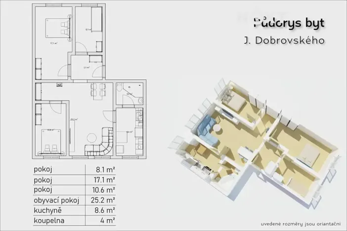 Prodej bytu 4+1, České Budějovice, J. Dobrovského, 73 m2