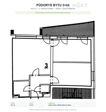 Pronájem bytu 3+kk, České Budějovice, Stradonická, 69 m2