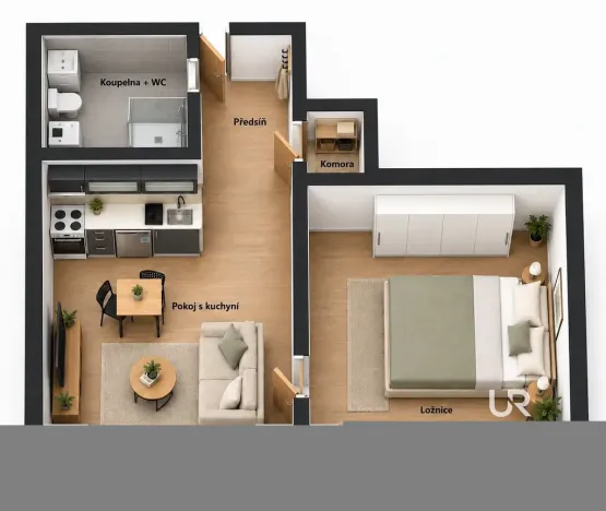 Pronájem bytu 2+kk, Brno - Královo Pole, Herčíkova, 32 m2