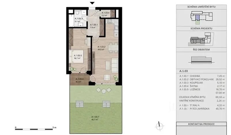 Pronájem bytu 2+kk, Písek, Pražská, 57 m2