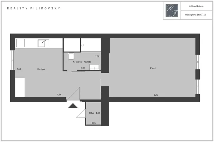 Prodej bytu 1+1, Ústí nad Labem, Masarykova, 40 m2