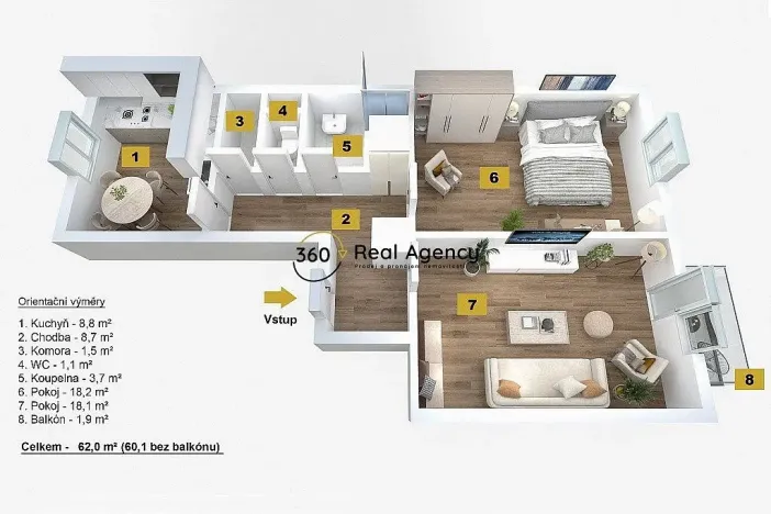 Prodej bytu 2+1, Praha - Libeň, Na Rokytce, 62 m2
