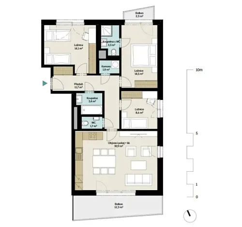 Prodej bytu 4+kk, Praha - Malešice, Polygrafická, 90 m2