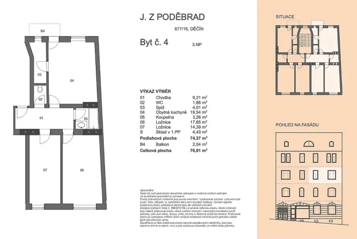 Pronájem bytu 2+1, Děčín - Děčín VI-Letná, 74 m2