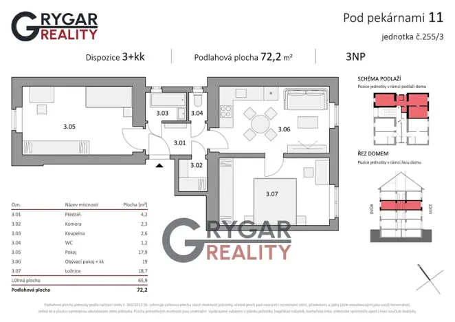 Prodej bytu 3+kk, Praha - Vysočany, Pod pekárnami, 72 m2
