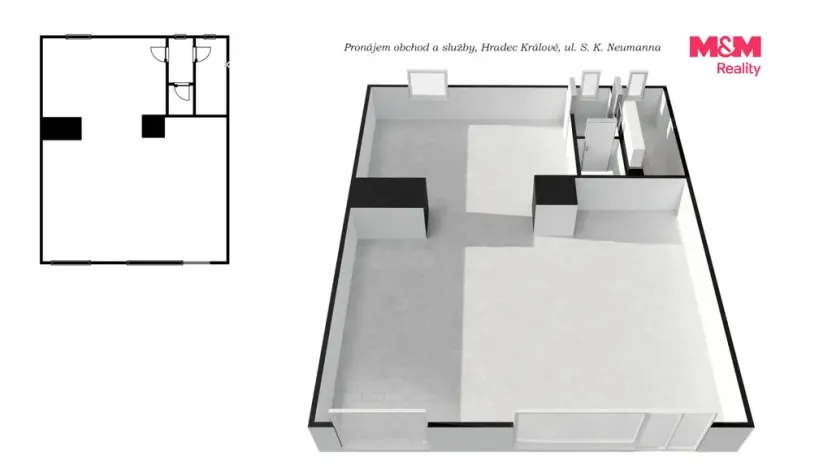 Pronájem obchodního prostoru, Hradec Králové - Pražské Předměstí, S. K. Neumanna, 65 m2