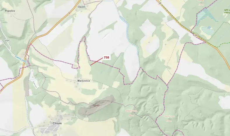 Dražba pozemku, Chlum, 126 m2