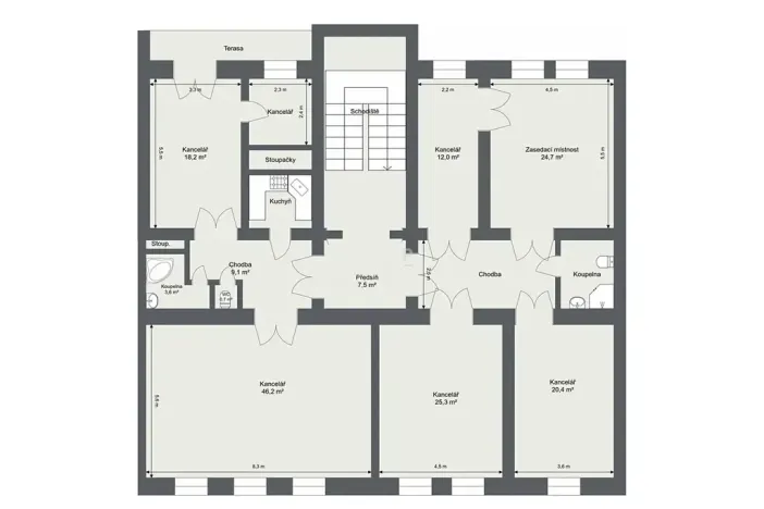 Pronájem kanceláře, Praha - Vinohrady, Belgická, 207 m2
