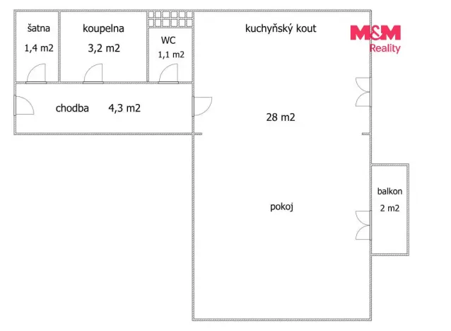 Pronájem bytu 1+kk, Praha - Horní Počernice, Markupova, 38 m2