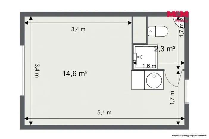 Prodej bytu 1+kk, Karlovy Vary - Stará Role, Fibichova, 18 m2